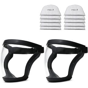 2 Pack Clear Full Safety Face Shield for Adults Women Men, Adjustable & Reusable Super Protective Face Shields with Super Lightweight, High-Definition, Anti-Fog