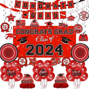 Purple Themed 2024 Graduation Decorations Set - Congrats Grad Banner, Class of 2024 Backdrop, Balloons & Streamers Kit - Complete Party Supplies for High School & College Celebrations in Kuwait