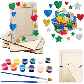 Diy Picture Frame kit Handmade Shell Fragment Decoration Picture Frames Family Valentine's Day Gifts Crafts Photo Frame for Kid, 7inch wooden picture Seashell frames for crafts Birthday Party Gifts