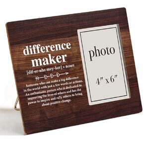 Nurawo Difference Maker Gift, Thank You Gifts for Coworker Boss Leader Mentor Teacher, Difference Maker Definition Wood Picture Frame Coworker Photo Frame (for 4x6 Photo)