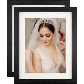 إطارات صور مقاس 8 × 10، صورة عرض من الخشب البني مقاس 6 × 8 مع حصيرة أو 8 × 10 بدون حصيرة، إطار صور متعثر لتزيين الحائط والطاولة، عبوتان