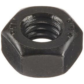 18-8 Stainless Steel Hex Nut, Black Oxide Finish, ASME B18.2.2, 1/4"-20 Thread Size, 7/16" Width Across Flats, 7/32" Thick (Pack of 100)