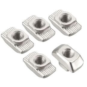 uxcell Sliding T Slot Nuts, M6 Half Round Roll in T-Nut for 4545 Series Aluminum Extrusion Profile, Carbon Steel Nickel-plated, Pack of 20