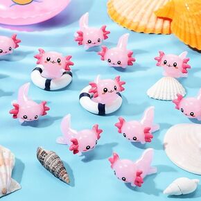 Tatmitter 30 Pcs Mini Resin Axolotl Tiny Animal Figurine Miniature Figures Garden Landscape Aquarium Dollhouse Ornament Potted Plants Decoration DIY Crafts for Christmas(5 Colors)