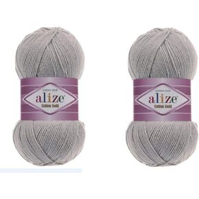Alize Cotton Gold Yarn 55% Cotton 45% Acrylic Yarn Crochet Hand Knitting Art Lot of 2 Skeins 200gr 722yds (21-Grey Melange)