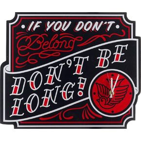 Sourpuss If You Don't Belong, Don't Be Long! Retro Wall Clock - Black & Red Brand
