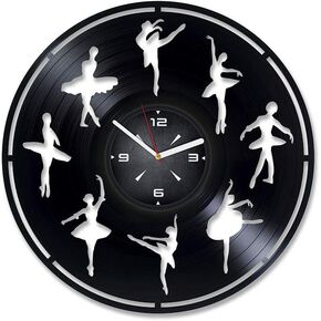 Ballerina Dance Vinyl Record Wall Clock. Decor for Bedroom, Living Room, Kids Room. Gift for Women or Girls. Christmas, Birthday, Holiday, Housewarming Present.