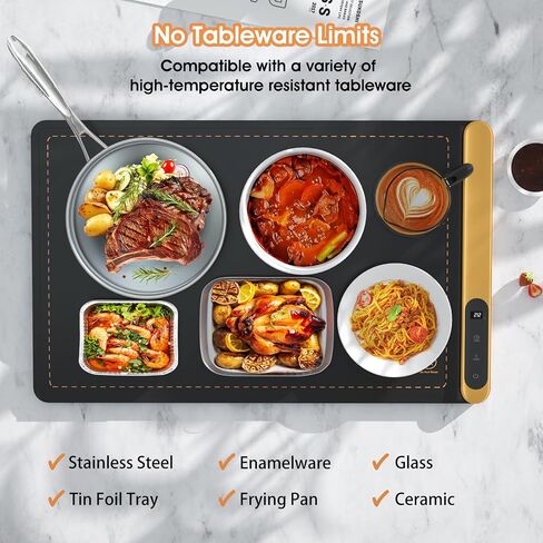 Warming Mat for Food with 6 Temperature Settings, Warming Trays for Buffets Party with Full Surface Heating, Rollable & Portable Food Warmer with Auto Shut-Off, Black in Saudi Arabia