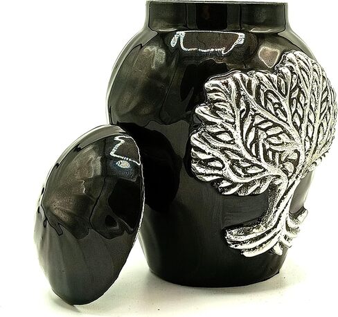 Black Cremation Urns for Ashes Adult Male/Female -Beautiful Unique 3D Style Decorative Urns W/Velvet Bag -5" Aluminium Small Cremation Urn for Funeral for Pet or Human Ashes Small urn (Angel Wings) in Saudi Arabia