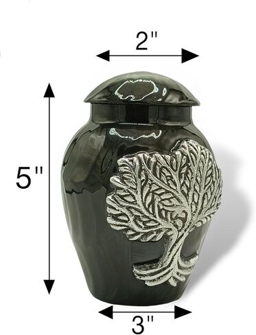 Black Cremation Urns for Ashes Adult Male/Female -Beautiful Unique 3D Style Decorative Urns W/Velvet Bag -5" Aluminium Small Cremation Urn for Funeral for Pet or Human Ashes Small urn (Angel Wings) in Saudi Arabia