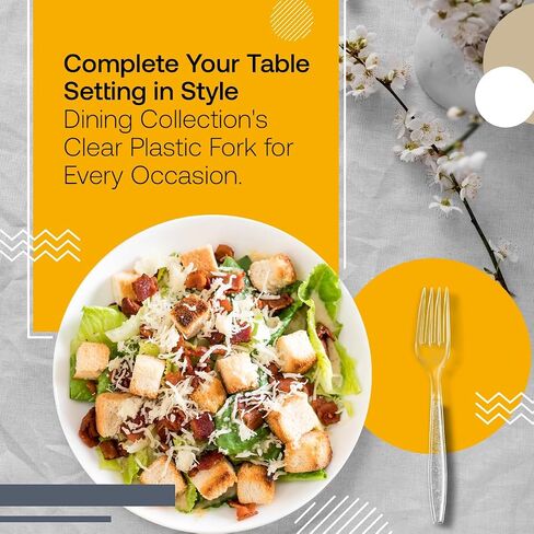 Dining Collection Clear Plastic Forks - 100 Pack – Durable, Recyclable, Disposable Forks – Great for Everyday, Parties & Events in Saudi Arabia