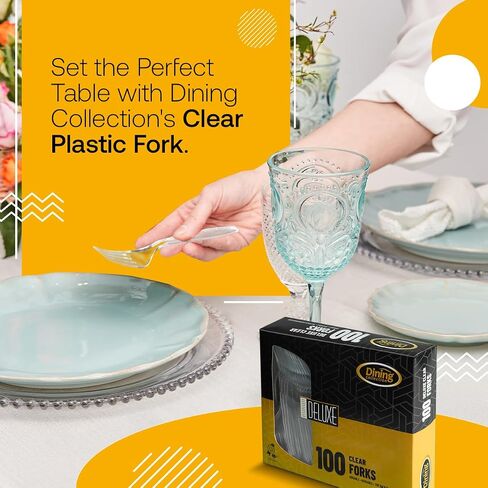 Dining Collection Clear Plastic Forks - 100 Pack – Durable, Recyclable, Disposable Forks – Great for Everyday, Parties & Events in Saudi Arabia