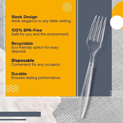 Dining Collection Clear Plastic Forks - 100 Pack – Durable, Recyclable, Disposable Forks – Great for Everyday, Parties & Events in Saudi Arabia