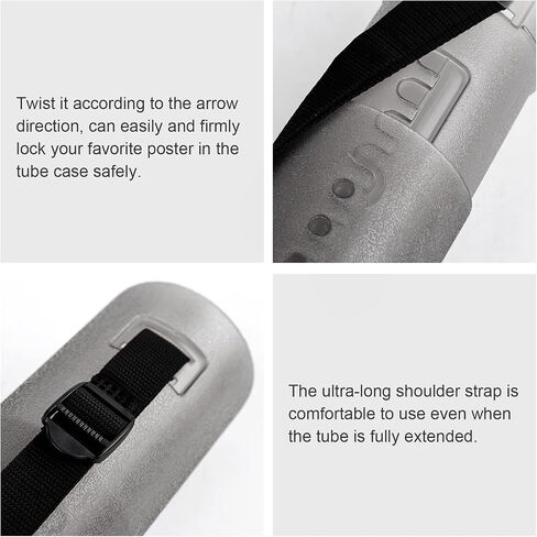DEWEL Black Document Tube/Plastic Poster/Art Storage Tube, Adjustable Carrying Strap Waterproof and Light-Resistance Telescoping Carrying Case for Drawing, Drafting, Map Scroll, Document and Blueprint in Kuwait