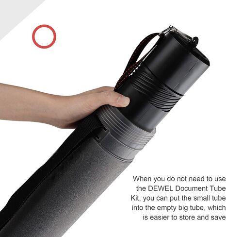 DEWEL Black Document Tube/Plastic Poster/Art Storage Tube, Adjustable Carrying Strap Waterproof and Light-Resistance Telescoping Carrying Case for Drawing, Drafting, Map Scroll, Document and Blueprint in Kuwait