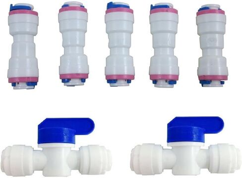 Lemoy 1/4" Tube Push Fit Straight Quick Connect Check Valve for RO Water Reverse Osmosis System (Pack of 5) (5 pack+2 ball valve) in Saudi Arabia