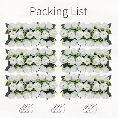Inweder Flower Table Decorations for Wedding - 6 Pcs Artificial Table Flower Arrangement, Weeding Rose Floral Centerpieces for Reception, Table Runner, Dining Table, Living Room, Kitchen, White in Saudi Arabia