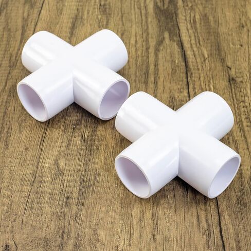 2PCS 3/4 Inch SCH40 4 Way Cross PVC Connector Elbow Pipe Fitting Coupling White Socket x Socket for Furniture DIY in Saudi Arabia