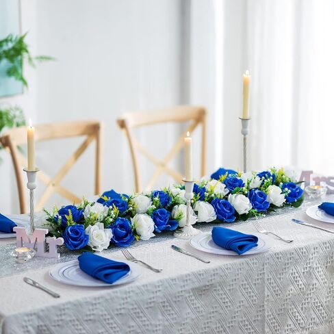 Inweder Flower Table Decorations for Wedding - 6 Pcs Artificial Table Flower Arrangement, Weeding Rose Floral Centerpieces for Reception, Table Runner, Dining Table, Living Room, Kitchen, White in Saudi Arabia