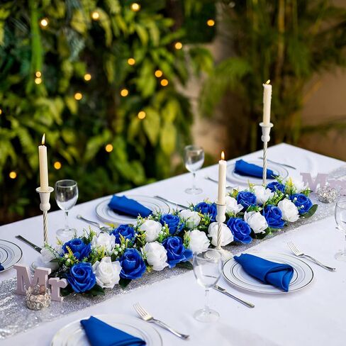 Inweder Flower Table Decorations for Wedding - 6 Pcs Artificial Table Flower Arrangement, Weeding Rose Floral Centerpieces for Reception, Table Runner, Dining Table, Living Room, Kitchen, White in Saudi Arabia