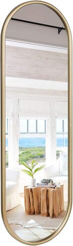 مرآة بيضاوية كاملة الطول من VVK للجدار، مرآة عتيقة مقاس 47 بوصة، دائرة مرآة بإطار معدني ذهبي، مرآة مثبتة على الحائط مثالية لمطبخك، وغرفة الخزانة، وغرفة النوم، وغرفة المعيشة والممر (ذهبي) in Kuwait