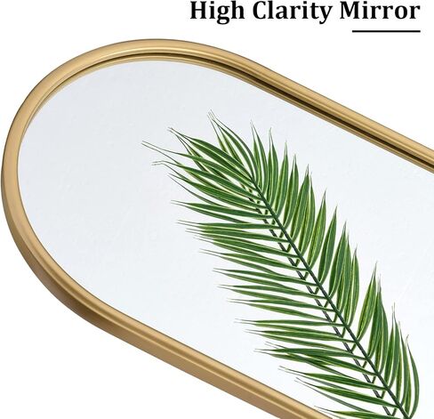 مرآة بيضاوية كاملة الطول من VVK للجدار، مرآة عتيقة مقاس 47 بوصة، دائرة مرآة بإطار معدني ذهبي، مرآة مثبتة على الحائط مثالية لمطبخك، وغرفة الخزانة، وغرفة النوم، وغرفة المعيشة والممر (ذهبي) in Kuwait