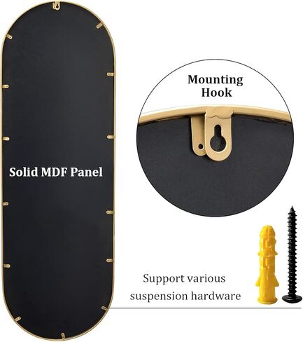 مرآة بيضاوية كاملة الطول من VVK للجدار، مرآة عتيقة مقاس 47 بوصة، دائرة مرآة بإطار معدني ذهبي، مرآة مثبتة على الحائط مثالية لمطبخك، وغرفة الخزانة، وغرفة النوم، وغرفة المعيشة والممر (ذهبي) in Kuwait