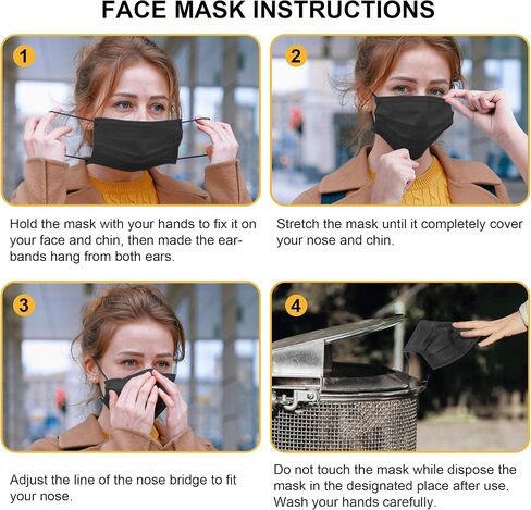 Black Disposable Face Masks, Pack of 50 Disposable Face Masks in Saudi Arabia