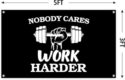 EdWaL Nobody Cares Work Harder Fitness Pattern Tapestry 3X5 Feet Art DecorationTapestry Suitable for Home Decoration Bedroom Living Room Outdoor in Saudi Arabia