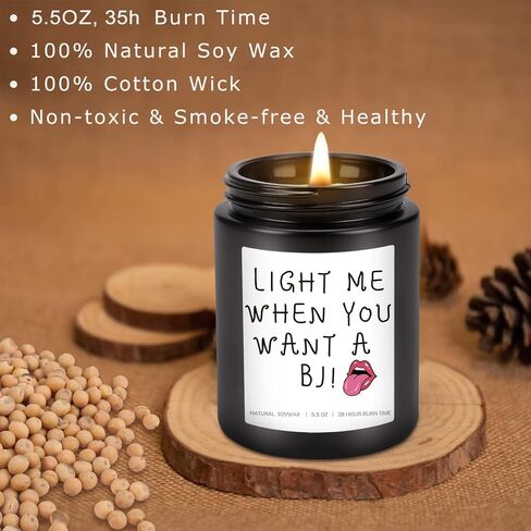 Valentines Day Gifts for Him - Light Me When You Want A BJ Candle, Funny Gifts for Men, Naughty Anniversary Birthday Gifts for Boyfriend Husband Fiance Couples Gift Ideas, Sandalwood Scented Candles in Saudi Arabia