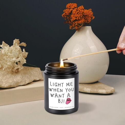 Valentines Day Gifts for Him - Light Me When You Want A BJ Candle, Funny Gifts for Men, Naughty Anniversary Birthday Gifts for Boyfriend Husband Fiance Couples Gift Ideas, Sandalwood Scented Candles in Saudi Arabia