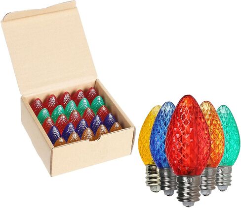 25 مجموعة متينة من مصابيح C7 LED لعيد الميلاد، مصابيح E12 ذات الأوجه لتزيين الهالوين LED لعيد الميلاد للديكور الخارجي (أرجواني) in Saudi Arabia