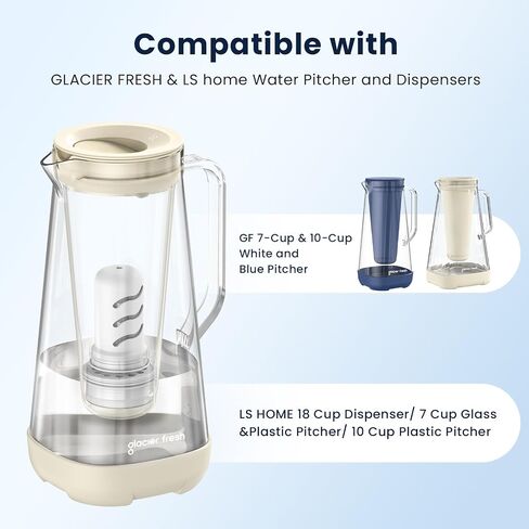 GLACIER FRESH Water Pitcher Filter Replacement for LS Home Dispenser and Pitcher Systems, Reduces Chlorine Taste and Odor, 1 Membrane Micro Filter in Saudi Arabia