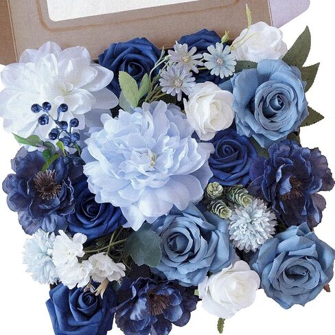 Roses Artificial Flowers Vintage Dusty Blue Silk Bulk for DIY Wedding Bouquets Bridal Shower Decorations Fake Floral Arrangements Faux Flower Centerpieces for Table Home Decor Indoor Outdoor in Saudi Arabia