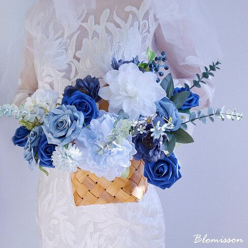Roses Artificial Flowers Vintage Dusty Blue Silk Bulk for DIY Wedding Bouquets Bridal Shower Decorations Fake Floral Arrangements Faux Flower Centerpieces for Table Home Decor Indoor Outdoor in Saudi Arabia