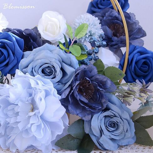 Roses Artificial Flowers Vintage Dusty Blue Silk Bulk for DIY Wedding Bouquets Bridal Shower Decorations Fake Floral Arrangements Faux Flower Centerpieces for Table Home Decor Indoor Outdoor in Saudi Arabia