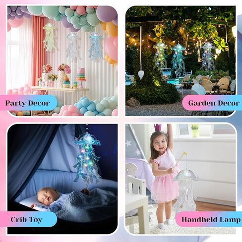 3 Pcs Jellyfish Lamp Colorful Jelly Fish Light Lamp Hanging Jellyfish Decorations LED Jellyfish Lantern for Birthday Under Sea Mermaid Wedding Baby Shower Decor (Blue, Yellow, White) in Kuwait
