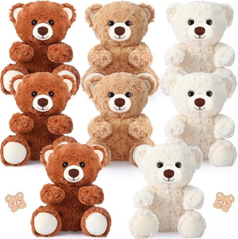 Liliful 8 Pieces 8 Inch Bear Stuffed Animal Bulk Stuffed Animals Soft Stuffed Bear Plush Toys Bear Decorations Bear Party Favors for Baby Shower Christmas Birthday Party Gifts Supplies in Saudi Arabia