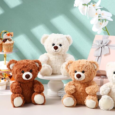 Liliful 8 Pieces 8 Inch Bear Stuffed Animal Bulk Stuffed Animals Soft Stuffed Bear Plush Toys Bear Decorations Bear Party Favors for Baby Shower Christmas Birthday Party Gifts Supplies in Saudi Arabia