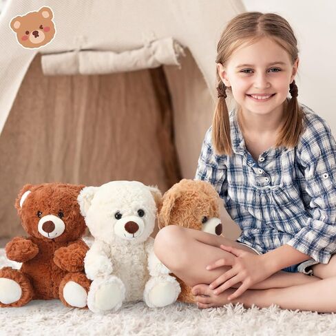Liliful 8 Pieces 8 Inch Bear Stuffed Animal Bulk Stuffed Animals Soft Stuffed Bear Plush Toys Bear Decorations Bear Party Favors for Baby Shower Christmas Birthday Party Gifts Supplies in Saudi Arabia