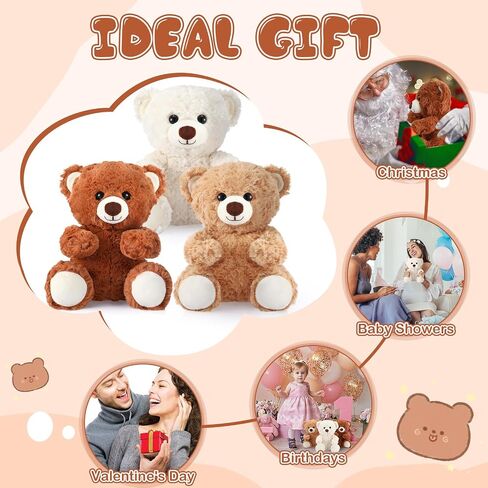 Liliful 8 Pieces 8 Inch Bear Stuffed Animal Bulk Stuffed Animals Soft Stuffed Bear Plush Toys Bear Decorations Bear Party Favors for Baby Shower Christmas Birthday Party Gifts Supplies in Saudi Arabia