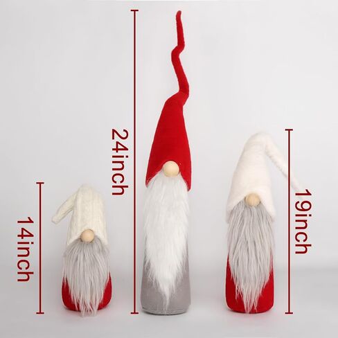 زينة عيد الميلاد القطيفة لعيد الميلاد: 3 قطع من تماثيل عيد الميلاد المصنوعة يدويًا من القطيفة مع قبعات طويلة متعددة الأنماط، هدايا قزم سويدية كلاسيكية وديكورات عيد الميلاد لديكور طاولة المنزل in Kuwait