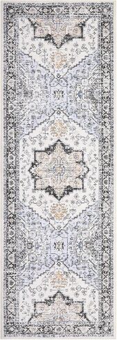 WESTLOOM Vintage Floral Area Rug 2x6 Washable Hallway Runner Soft Oriental Rug for Entryway Kitchen Laundry - Distressed Floral Print Carpet with Non-Slip Backing Accent Rug for Indoor Use Light Blue in Saudi Arabia