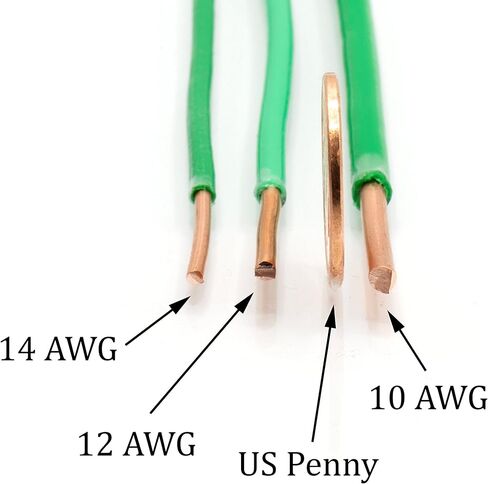 THE CIMPLE CO 10 أقدام (3 أمتار) - سلك نحاس صلب معزول THHN/THWN - 14 AWG، السلك مصنوع في الولايات المتحدة الأمريكية، سكني، تجاري، صناعي، مؤرض، كهربائي مُصنف بـ 600 فولت - باللون الأخضر in Kuwait