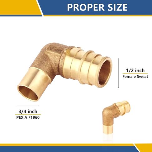 10-Pack GUOFIS PEX A Expansion Brass Fittings,1/2"x1/2" PEX-A Female Sweat Elbow Adapter Only for Pex-a Tubing(ASTM F1960) in Saudi Arabia