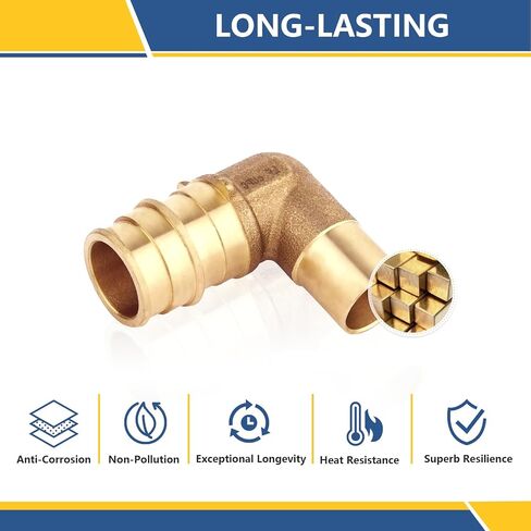 10-Pack GUOFIS PEX A Expansion Brass Fittings,1/2"x1/2" PEX-A Female Sweat Elbow Adapter Only for Pex-a Tubing(ASTM F1960) in Saudi Arabia