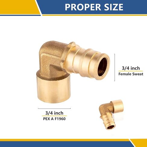 10-Pack GUOFIS PEX A Expansion Brass Fittings,1/2"x1/2" PEX-A Female Sweat Elbow Adapter Only for Pex-a Tubing(ASTM F1960) in Saudi Arabia