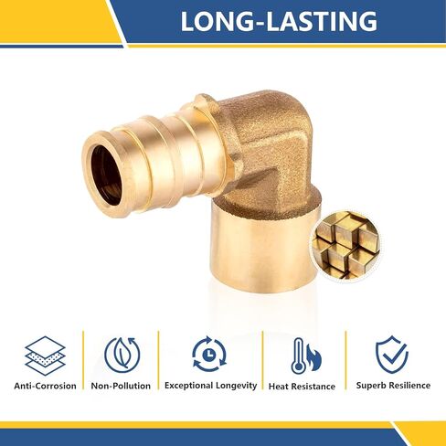 10-Pack GUOFIS PEX A Expansion Brass Fittings,1/2"x1/2" PEX-A Female Sweat Elbow Adapter Only for Pex-a Tubing(ASTM F1960) in Saudi Arabia
