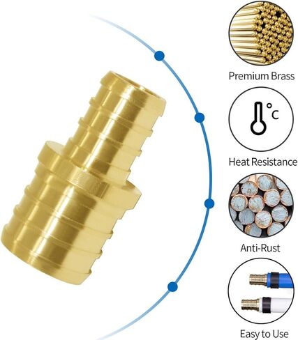 Hooshing 10PCS 1/2 Inch Straight Coupling PEX Fitting Soild Brass Barb Crimp For PEX Pipe Hose Fittings in Saudi Arabia