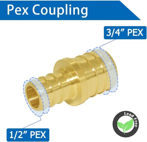 Hooshing 10PCS 1/2 Inch Straight Coupling PEX Fitting Soild Brass Barb Crimp For PEX Pipe Hose Fittings in Saudi Arabia